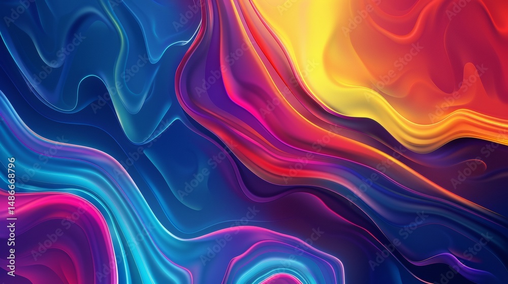 Fototapeta premium Vibrant, flowing, abstract paint strokes in a spectrum of colors