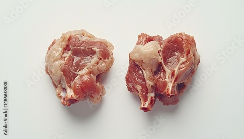 Raw meat chicken and lamb on a white background