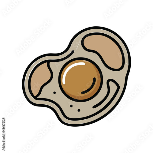 Fried egg illustration with unique shape and textures  