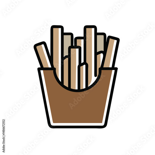Fast food fries in a cardboard cup on a white background  