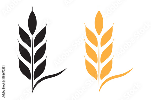 Wheat or rice icon symbol. Wheats ears icon set and wheat design. 