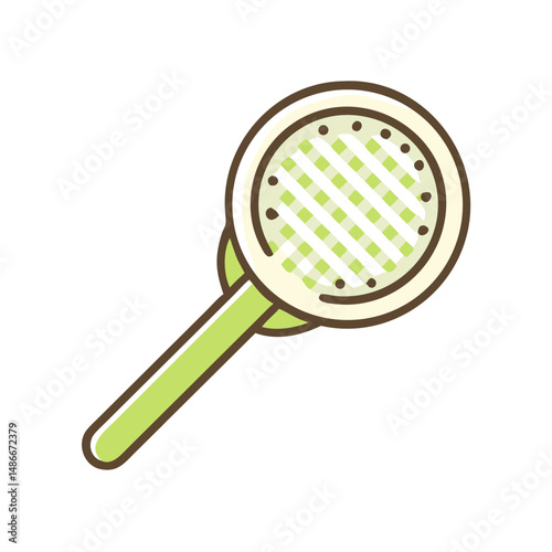 Fine mesh kitchen strainer in green and white color for cooking  