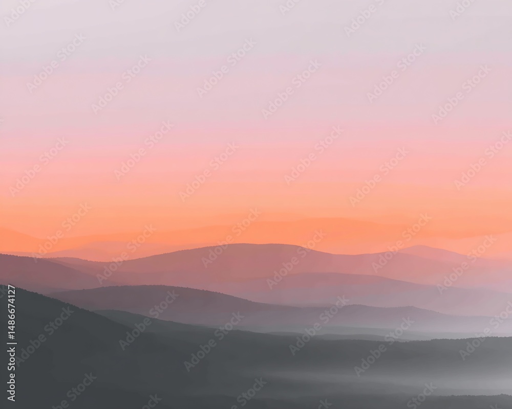 Obraz premium Layered Mountains at Sunrise/Sunset