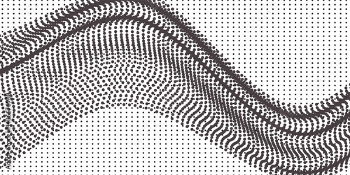 Grunge halftone gradient background. Faded grit noise texture. White and black sand wallpaper. Retro pixelated backdrop. Anime or manga style comic overlay. Vector graphic design textured template