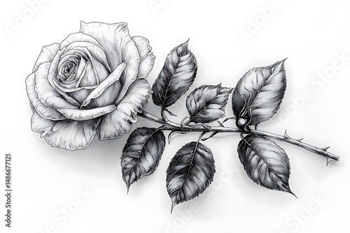 Wallpaper Mural Realistic rose illustration in pencil style high resolution photo Torontodigital.ca