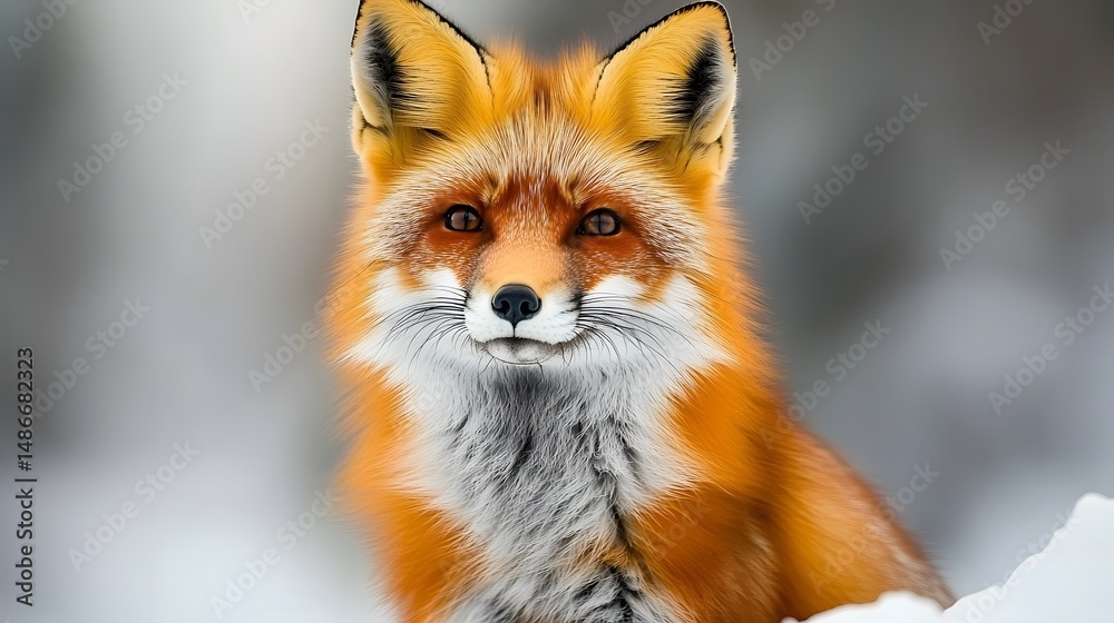 Stunning Red Fox in Winter Snow Wildlife Portrait Stunning Red Fox in Winter Snow Wildlife Portrait