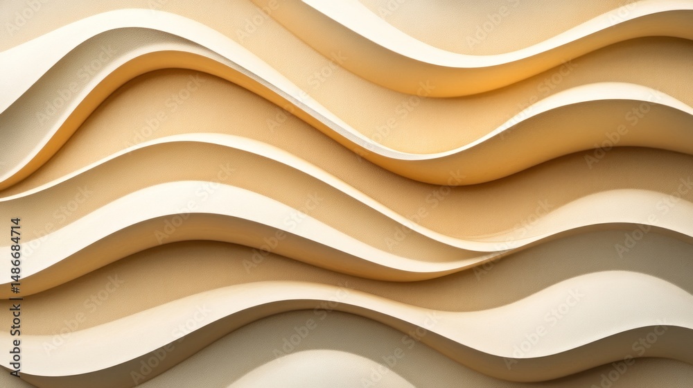 Obraz premium Beige cream abstract wave pattern background texture