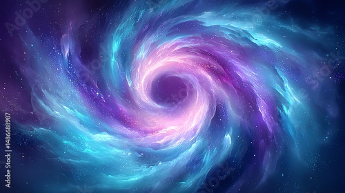 colorful nebula dragon swirling through a spiral galaxy, glowing blues and purples, mythical cosmic scene