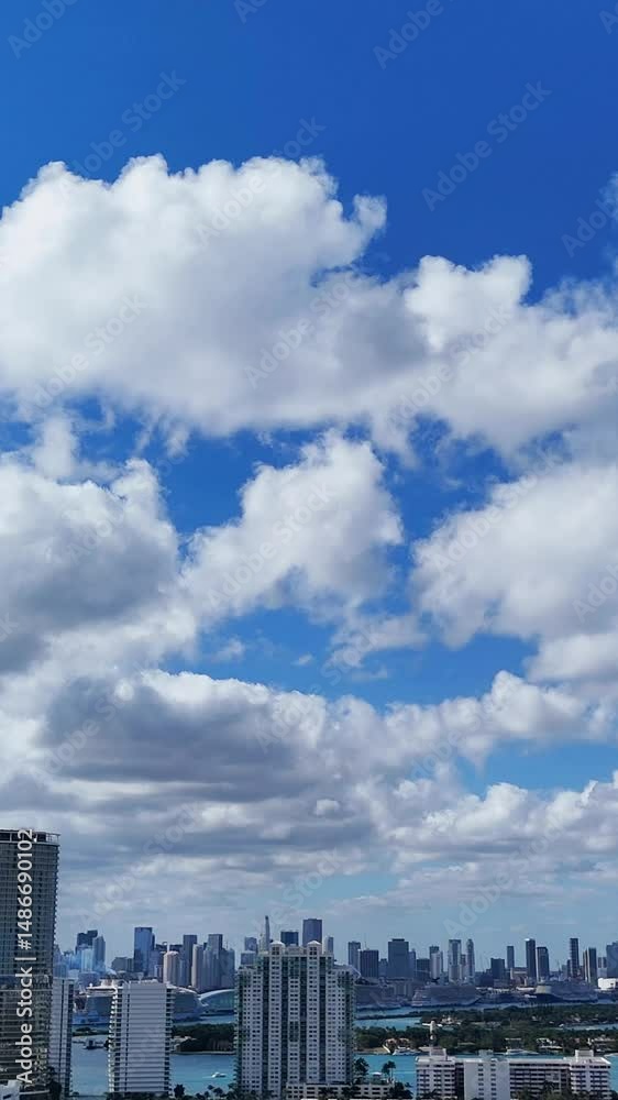 Stunning aerial panorama of Miami, Florida cityscape. Vertical video Stunning aerial panorama of Miami, Florida cityscape. Vertical video