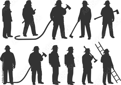 firefighters vector silhouettes
