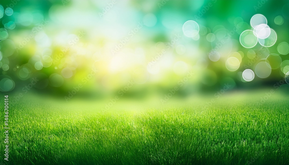 Fototapeta premium spring and summer background abstract banner green blurred bokeh lights