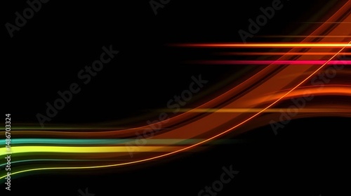 Abstract Neon Swirls:  A mesmerizing abstract background featuring dynamic, neon-colored swirls and lines on a black background. The colors burst with energy and movement.