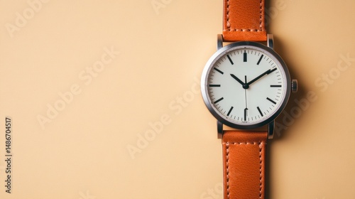 Wallpaper Mural Classic wristwatch with brown leather strap minimalist design product photography Torontodigital.ca