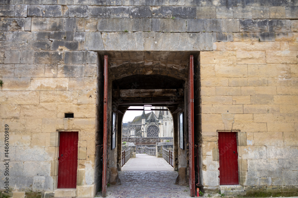 Obraz premium Wandering through the ancient walls of Caen Castle, Caen, France