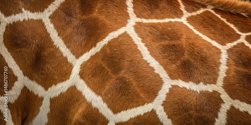 Close up view of textured giraffe skin pattern showing animal natural markings