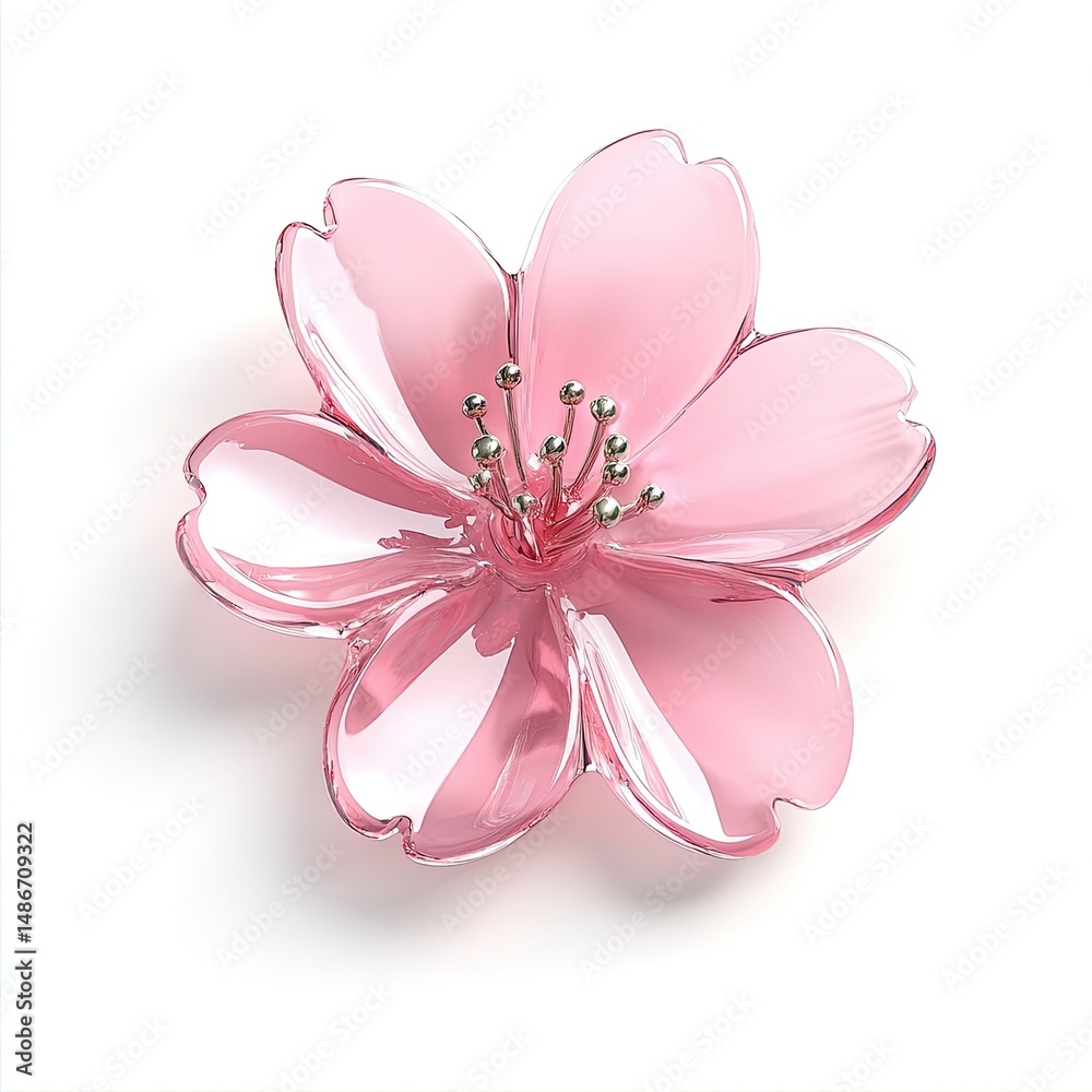 Naklejka premium Pink, translucent cherry blossom brooch
