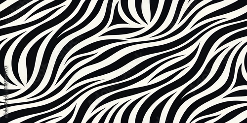 Abstract black and white zebra stripe pattern seamless design background texture