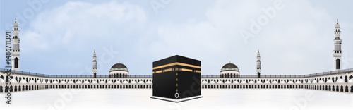 Eid Mubarak, design landscape view for the kaaba