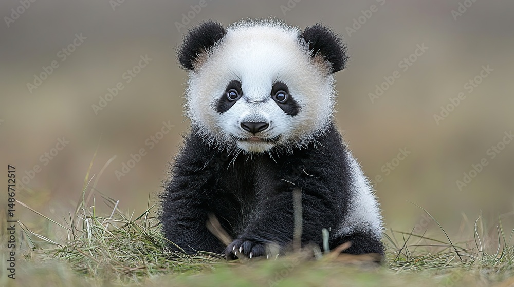Obraz premium Adorable panda cub in a natural setting