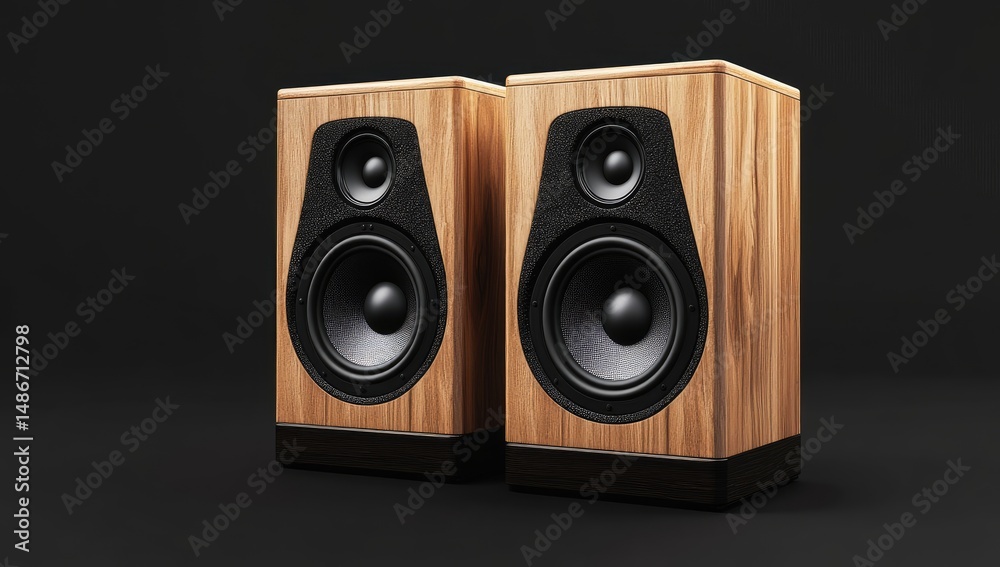 Fototapeta premium Two light-brown wooden speakers