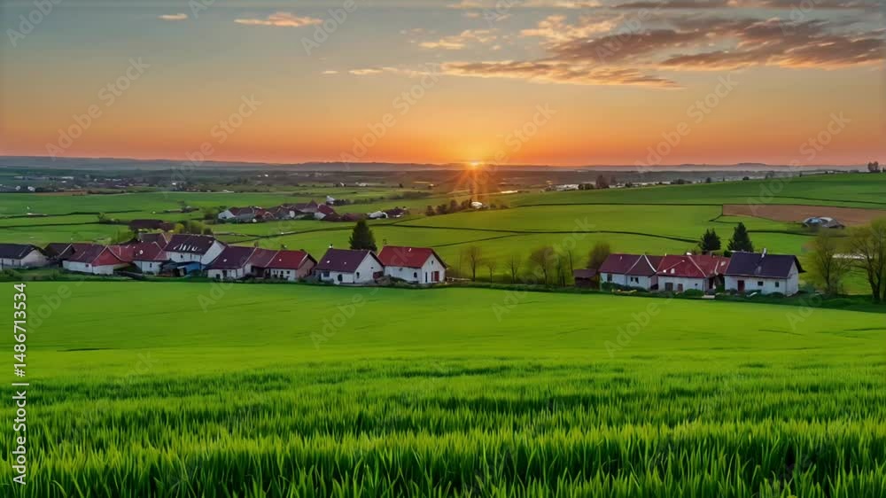 sunset in the field Seamless looping 4k time-lapse animation video background 