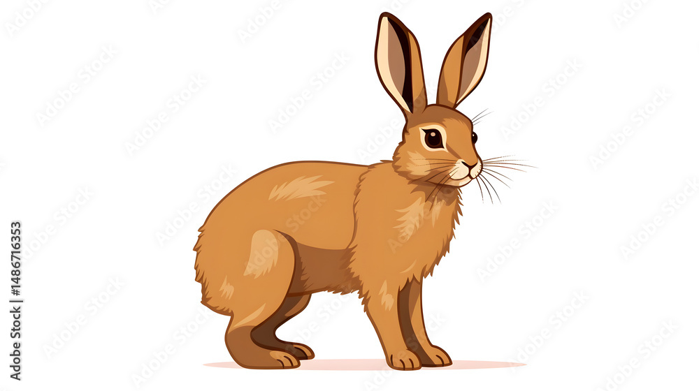 Obraz premium Cute Happy Rabbit Silhouette in Color, Wild Animal Illustration for Designs