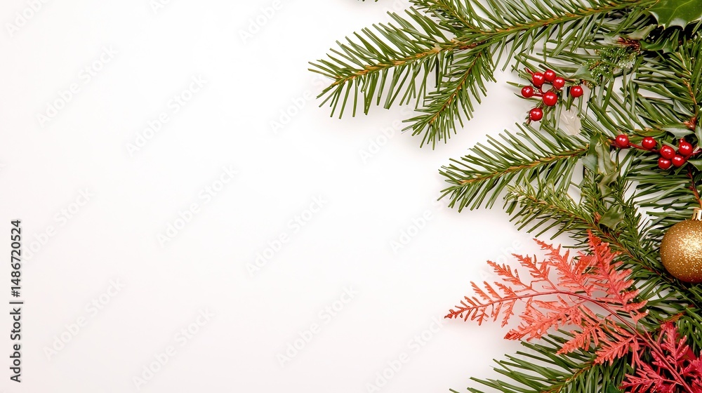 Obraz premium Festive Christmas border with white background.
