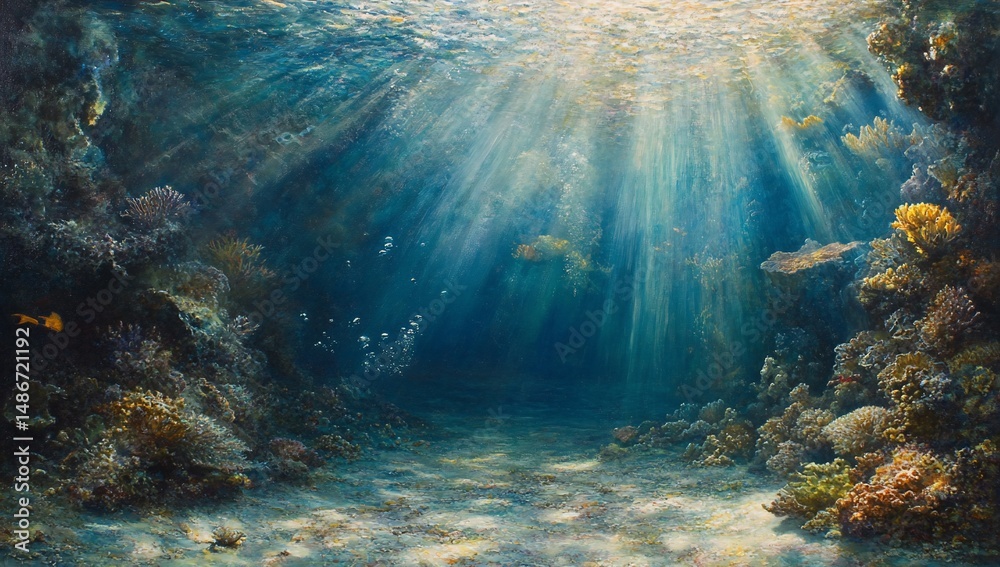 Obraz premium Underwater Coral Reef Sunlight