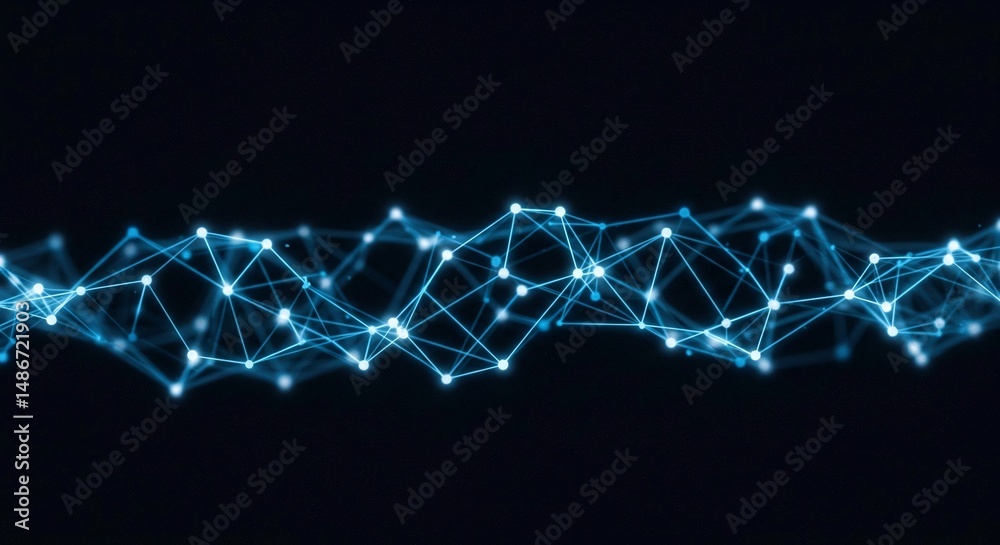 Obraz premium Abstract Interconnected Glowing Neural Network Nodes | AI & Artificial Intelligence Concept Background