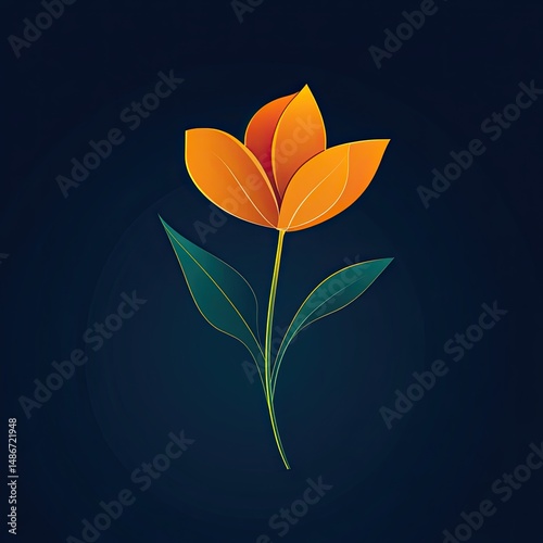 Vibrant orange tulip graphic on dark background