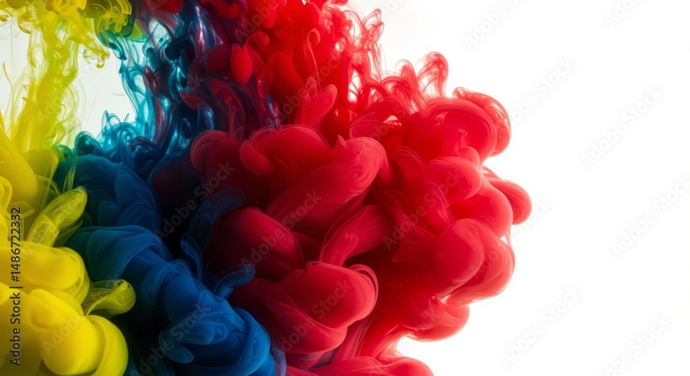 Obraz premium Colorful abstract ink swirl in vibrant shades of red, blue, and yellow