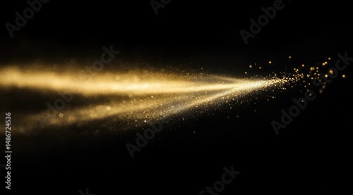 Golden, streaking particles against black background