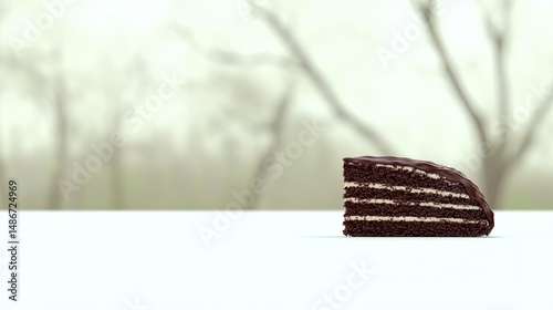 Wallpaper Mural Chocolate Cake Slice with Spring Background. Torontodigital.ca