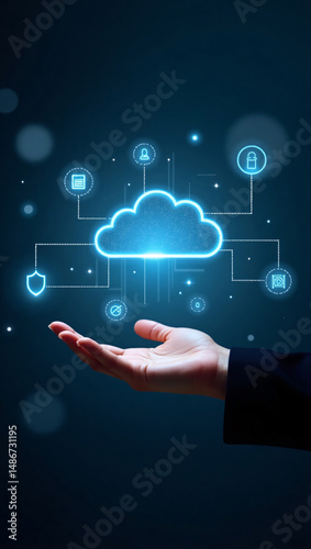 Wallpaper Mural An illustration of a person holding a cloud with digital icons Torontodigital.ca