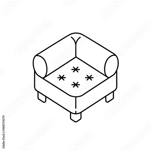 Simplistic pouffe with decorative stars in minimalist design  