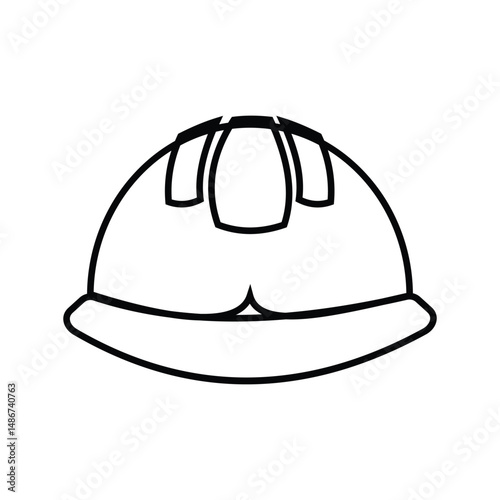 Safety helmet icon vector illustration. Helmet icon vector. Motorcycle helmet icon. Construction safety helmet icon. Simple outline style. Hard hat. Simple helmet icon.