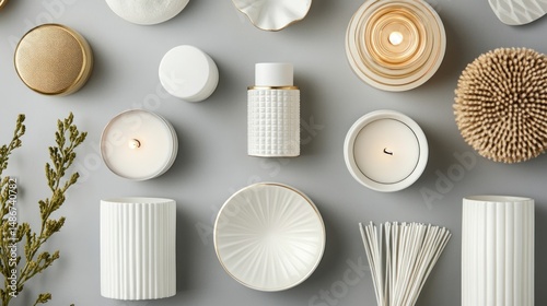 Elegant home fragrance collection candles diffusers and decorative objects