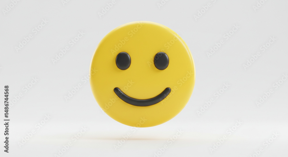 Fototapeta premium Joyful digital emoticon, a cheerful yellow face, isolated on white background