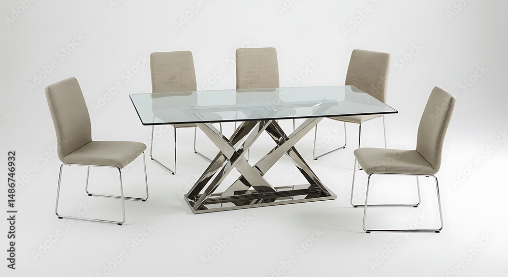 Fototapeta premium Modern dining set with glass top