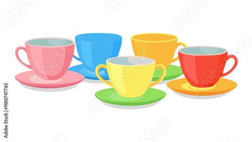 set of colorful cups