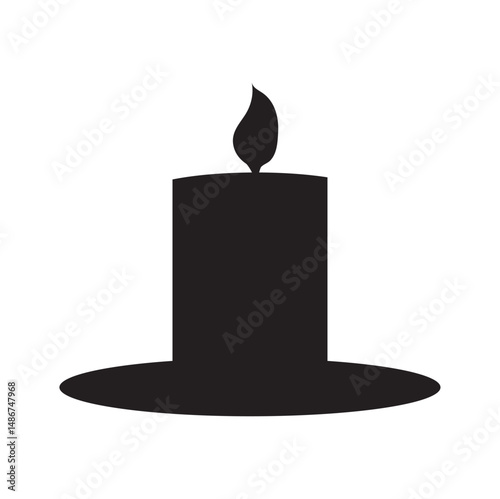 Black Silhouette Lit Candle Illustration