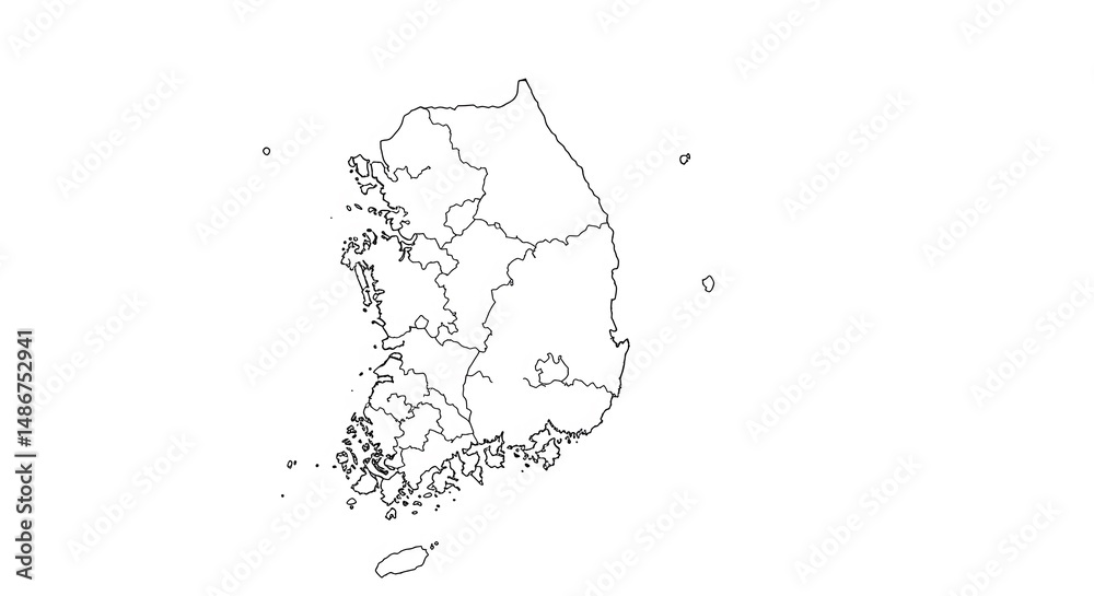 Obraz premium South Korea Outline Map - Vector Geography