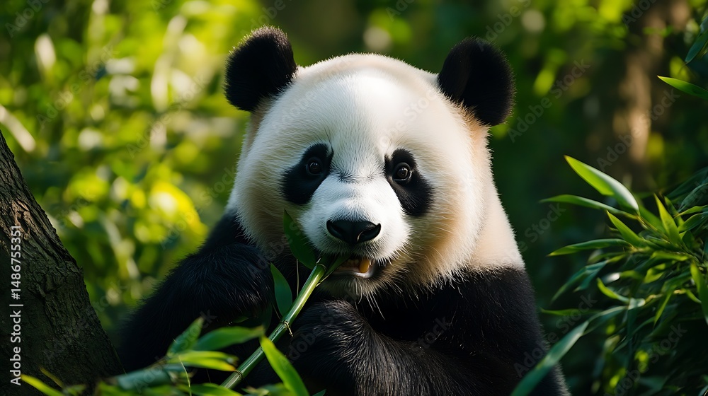 Obraz premium Panda eating bamboo