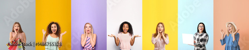 Set of surprised people on ...