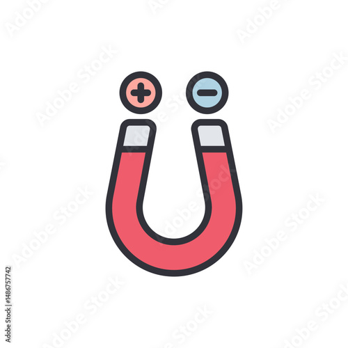 Horseshoe Magnet With Positive And Negative Poles On Transparent Background