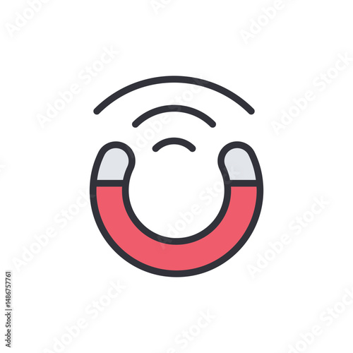 Isolated Horseshoe Magnet With Magnetic Field Emanating On Transparent