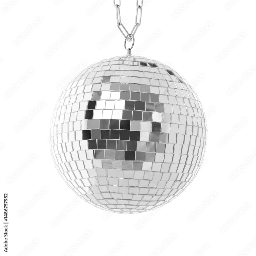 Fototapeta premium One shiny disco ball isolated on white
