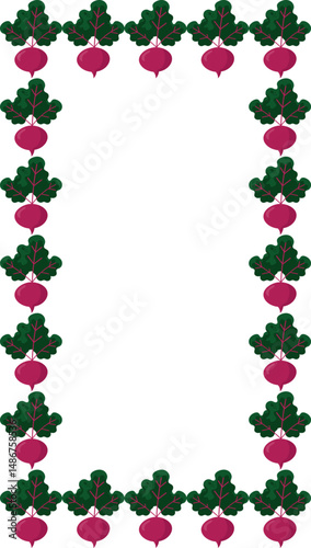 Moldura quadrada decorativa com elementos vetoriais de beterraba. Perfeita para design de menus, identidade visual de produtos naturais e materiais digitais ecológicos.