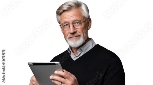 senior woman with tablet