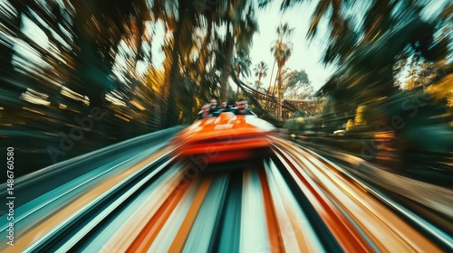 Fast roller coaster ride thrill speed motion blur amusement park adventure travel leisure fun